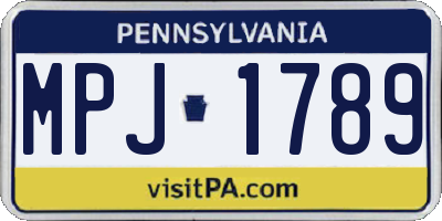 PA license plate MPJ1789