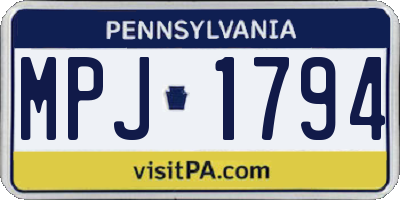 PA license plate MPJ1794