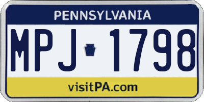 PA license plate MPJ1798