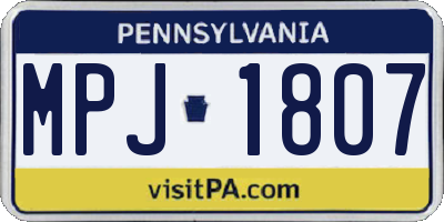 PA license plate MPJ1807