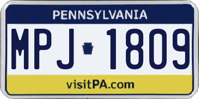 PA license plate MPJ1809