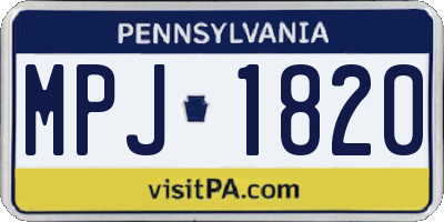 PA license plate MPJ1820