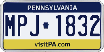 PA license plate MPJ1832