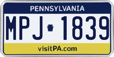 PA license plate MPJ1839