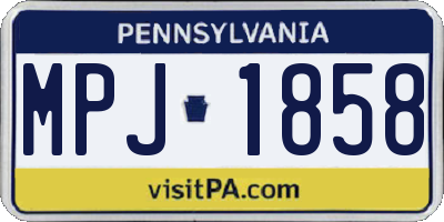 PA license plate MPJ1858