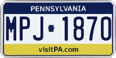 PA license plate MPJ1870