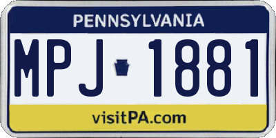 PA license plate MPJ1881