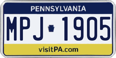 PA license plate MPJ1905