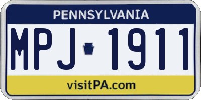 PA license plate MPJ1911