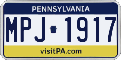 PA license plate MPJ1917