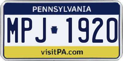 PA license plate MPJ1920