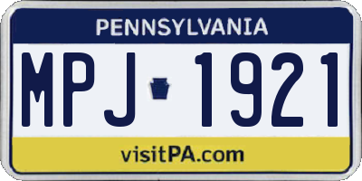 PA license plate MPJ1921
