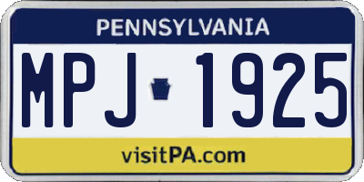 PA license plate MPJ1925