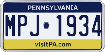 PA license plate MPJ1934