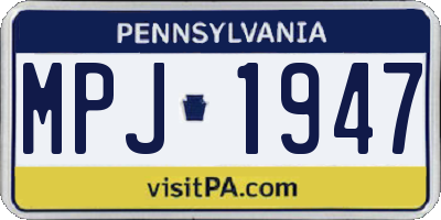 PA license plate MPJ1947