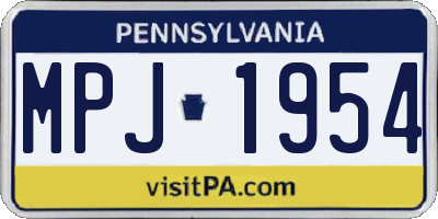 PA license plate MPJ1954
