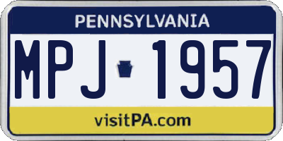 PA license plate MPJ1957