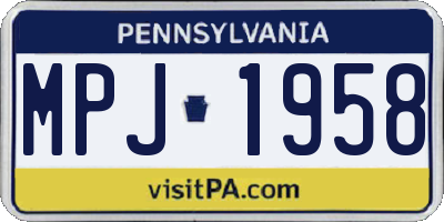 PA license plate MPJ1958
