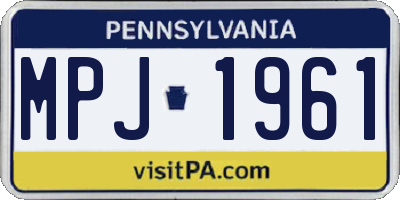 PA license plate MPJ1961