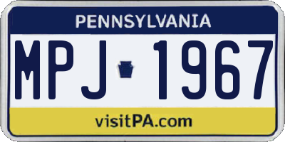 PA license plate MPJ1967