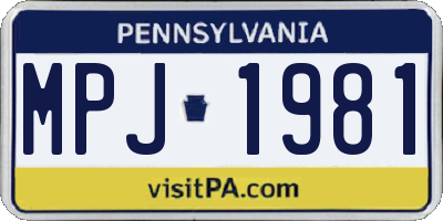 PA license plate MPJ1981