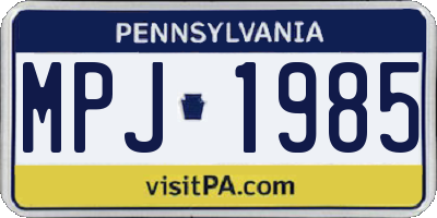 PA license plate MPJ1985