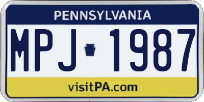 PA license plate MPJ1987