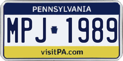PA license plate MPJ1989
