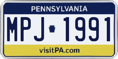 PA license plate MPJ1991