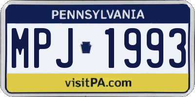 PA license plate MPJ1993