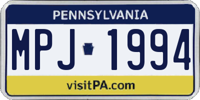 PA license plate MPJ1994