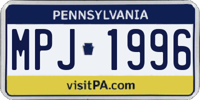 PA license plate MPJ1996