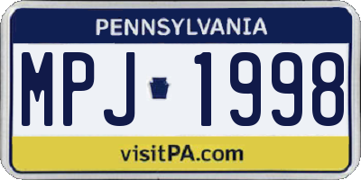 PA license plate MPJ1998