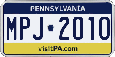 PA license plate MPJ2010