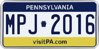 PA license plate MPJ2016