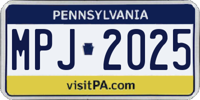 PA license plate MPJ2025