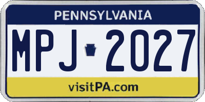 PA license plate MPJ2027