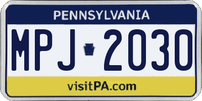 PA license plate MPJ2030