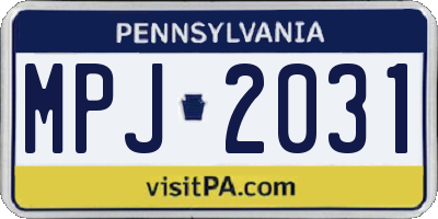 PA license plate MPJ2031