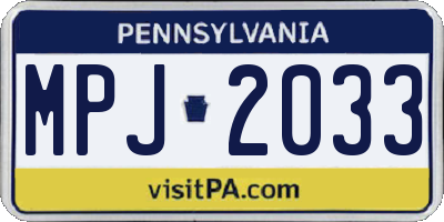 PA license plate MPJ2033