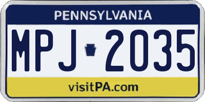 PA license plate MPJ2035