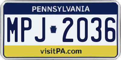 PA license plate MPJ2036