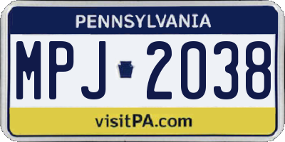 PA license plate MPJ2038