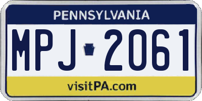 PA license plate MPJ2061