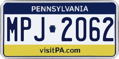 PA license plate MPJ2062