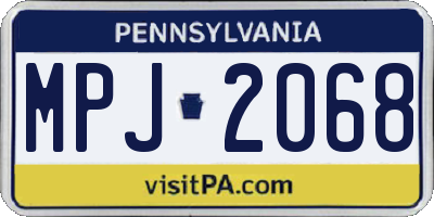 PA license plate MPJ2068