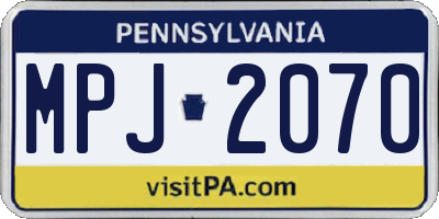 PA license plate MPJ2070