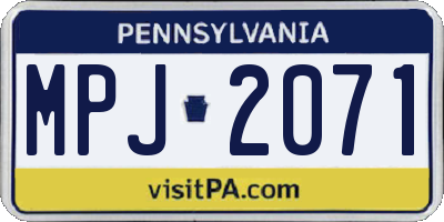 PA license plate MPJ2071