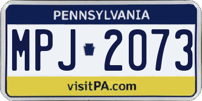PA license plate MPJ2073