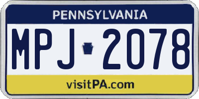 PA license plate MPJ2078
